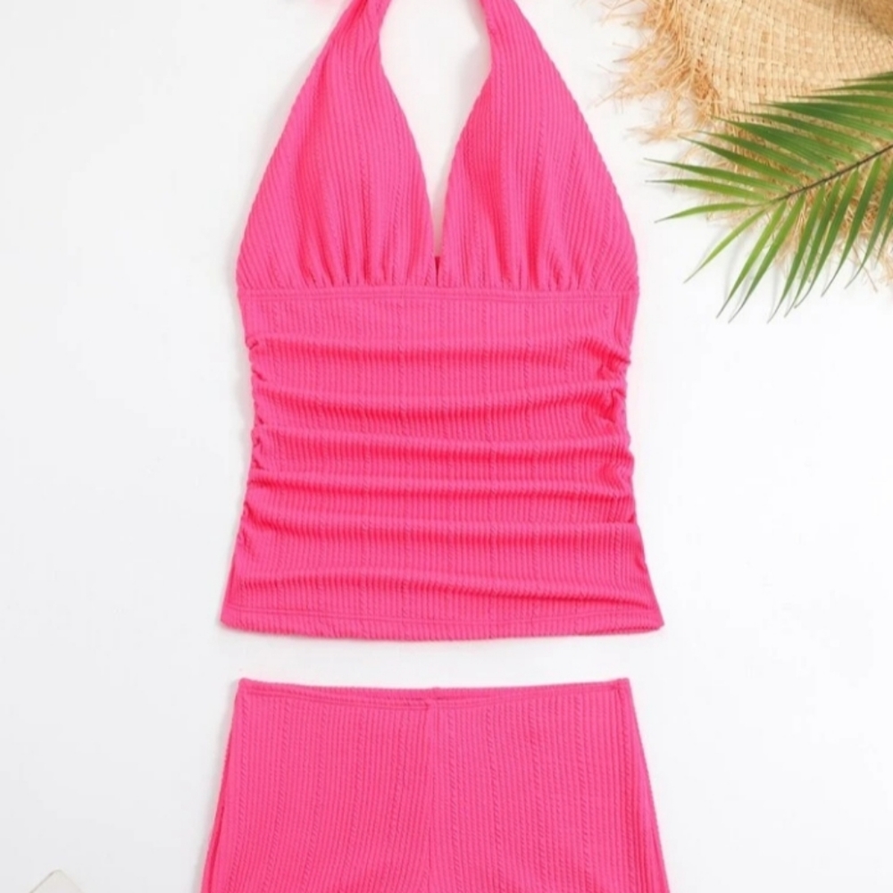 SHEIN PINK TANKINI TWO PIECE BATHING SUIT NWOT - Picture 4 of 9